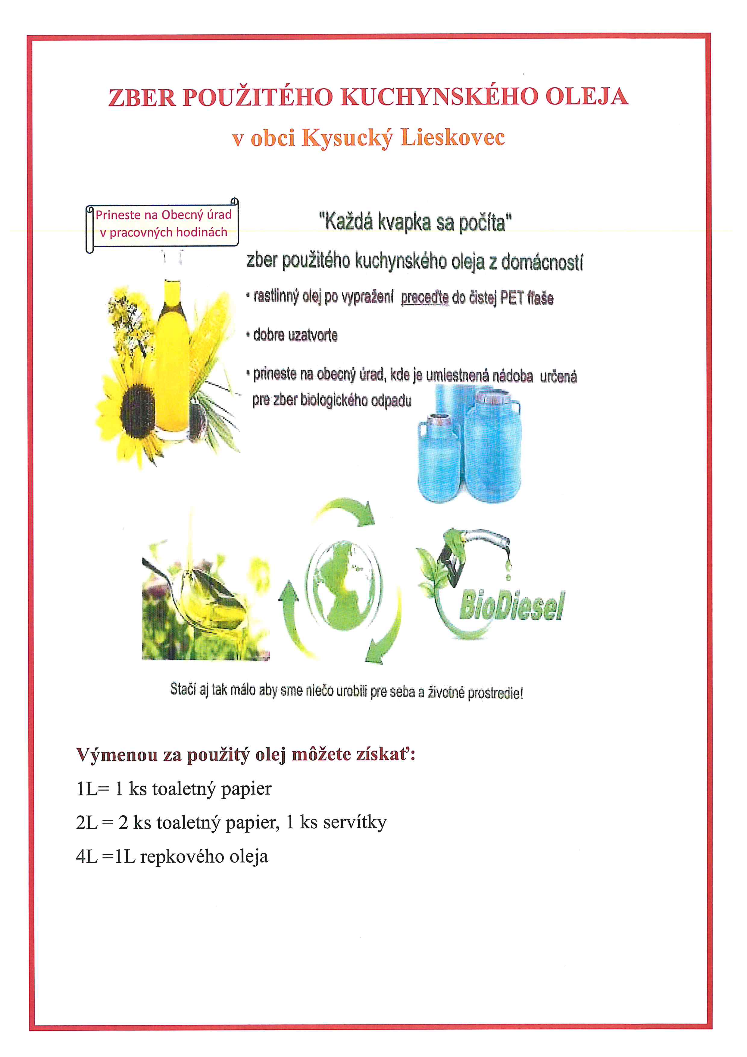 Zber použitého oleja.